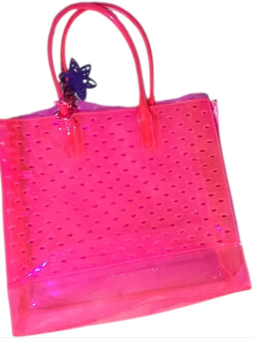 💖VINTAGE Y2K Juicy Couture Hot Pink Jelly Crown Beach Tote 👑